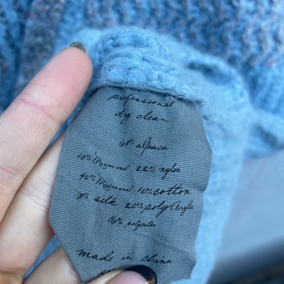 Raquel Allegra Oversized Alpaca Long Line Cardigan Sweater Blue Gray - Picture 5 of 9